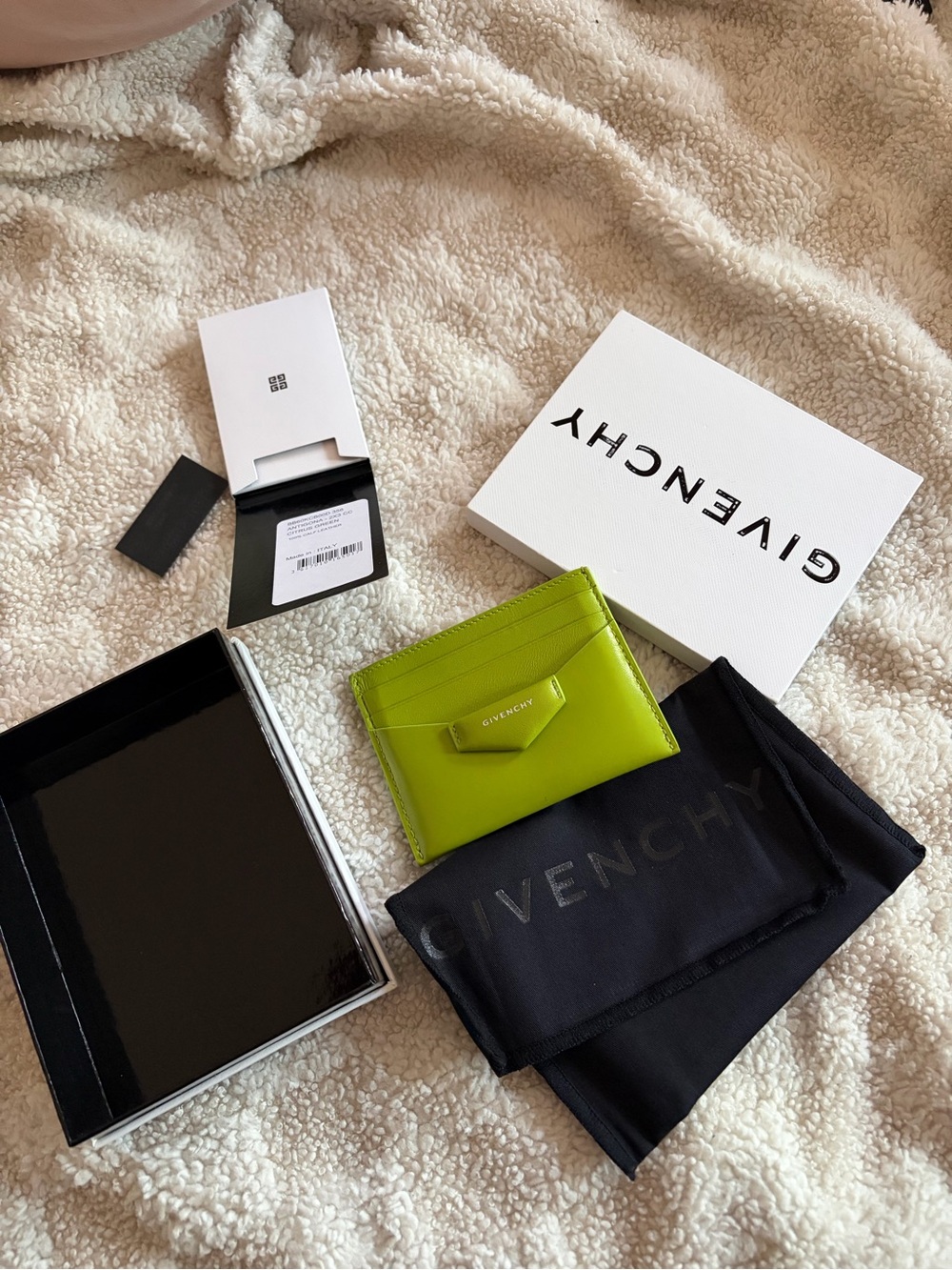 Givenchy Neon Green Leather Card Holder